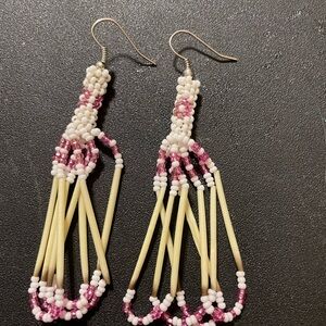 Porcupine quail beaded earrings